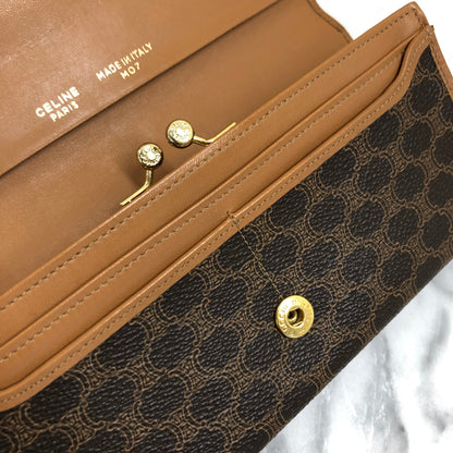 CELINE Macadam Triomphe PVC 皮革長皮夾 棕色 復古 7ej5dz