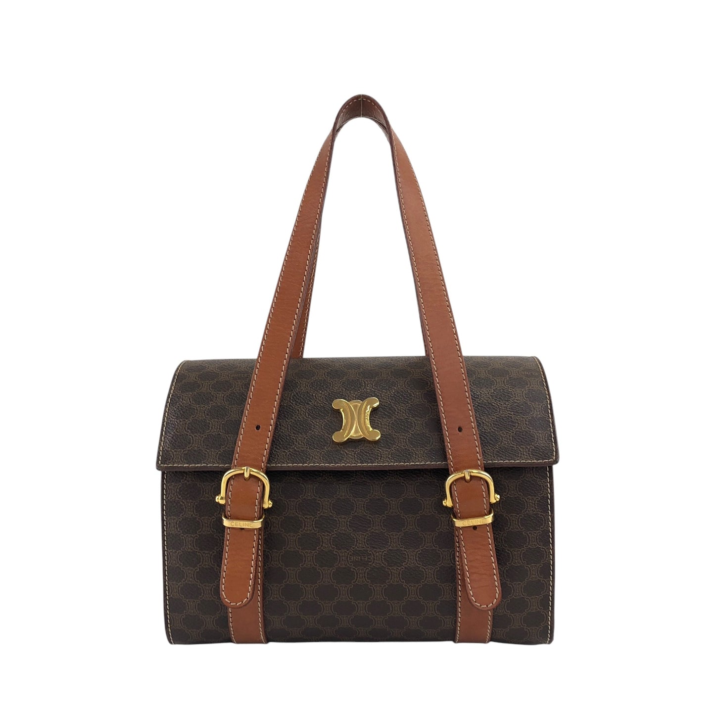 CELINE Macadam Triomphe Handbag Vanity bag Brown Vintage bfhyyr