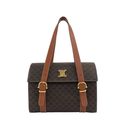 CELINE Macadam Triomphe Handbag Vanity bag Brown Vintage bfhyyr