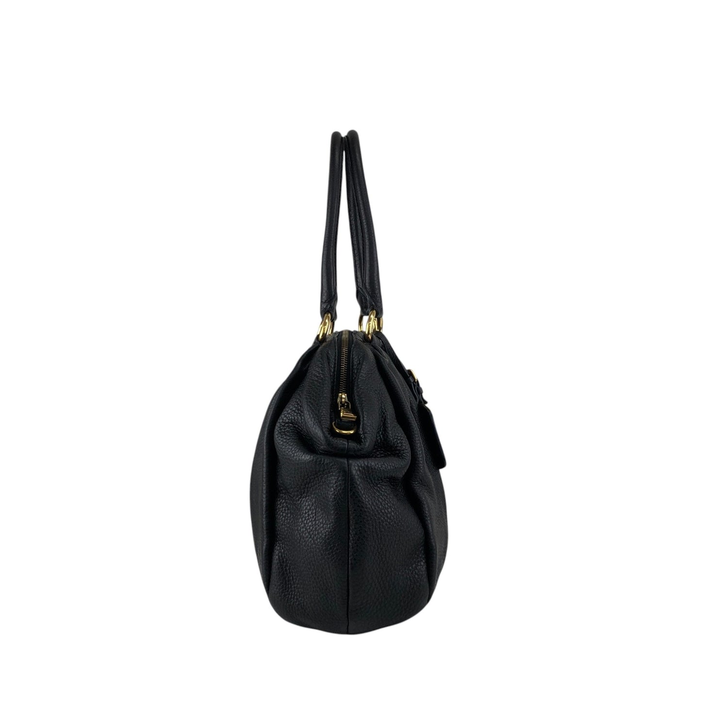PRADA Logo Handbag Totebag Black Vintage 7zspmn