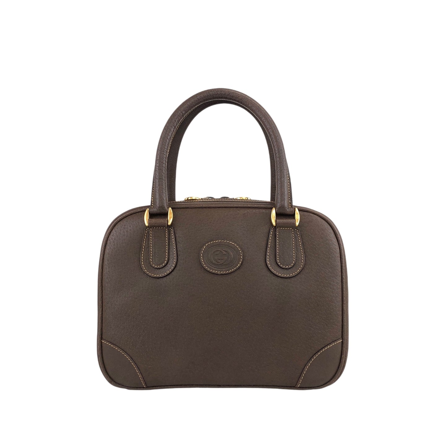 GUCCI Logo Small Boston bag Brown Vintage dwatfz