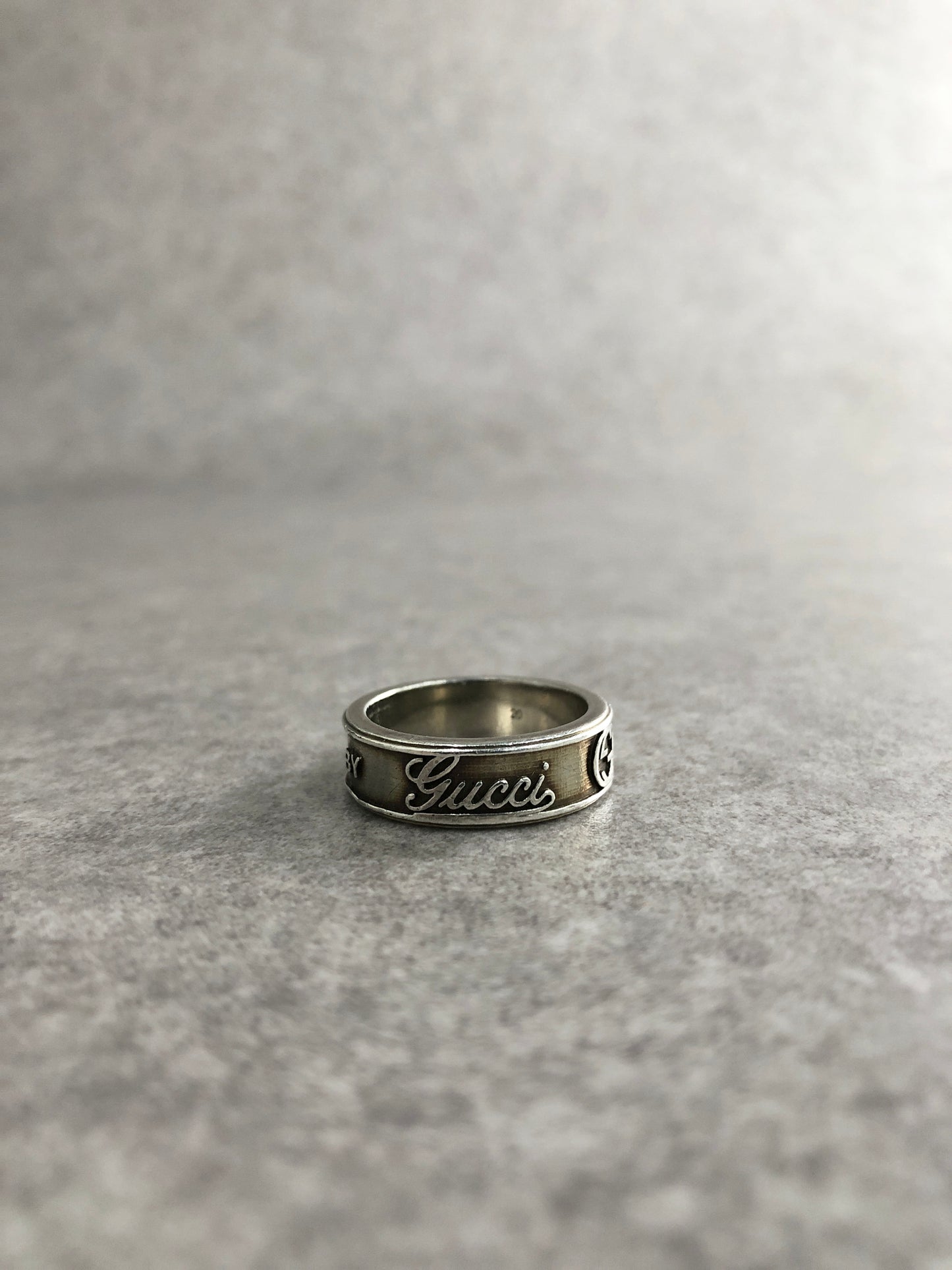 GUCCI GG Logo Ring Silver Vintage xxc4b8