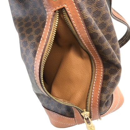 CELINE Macadam Blason Drawstring Shoulder bag Brown Vintage 7zaha3