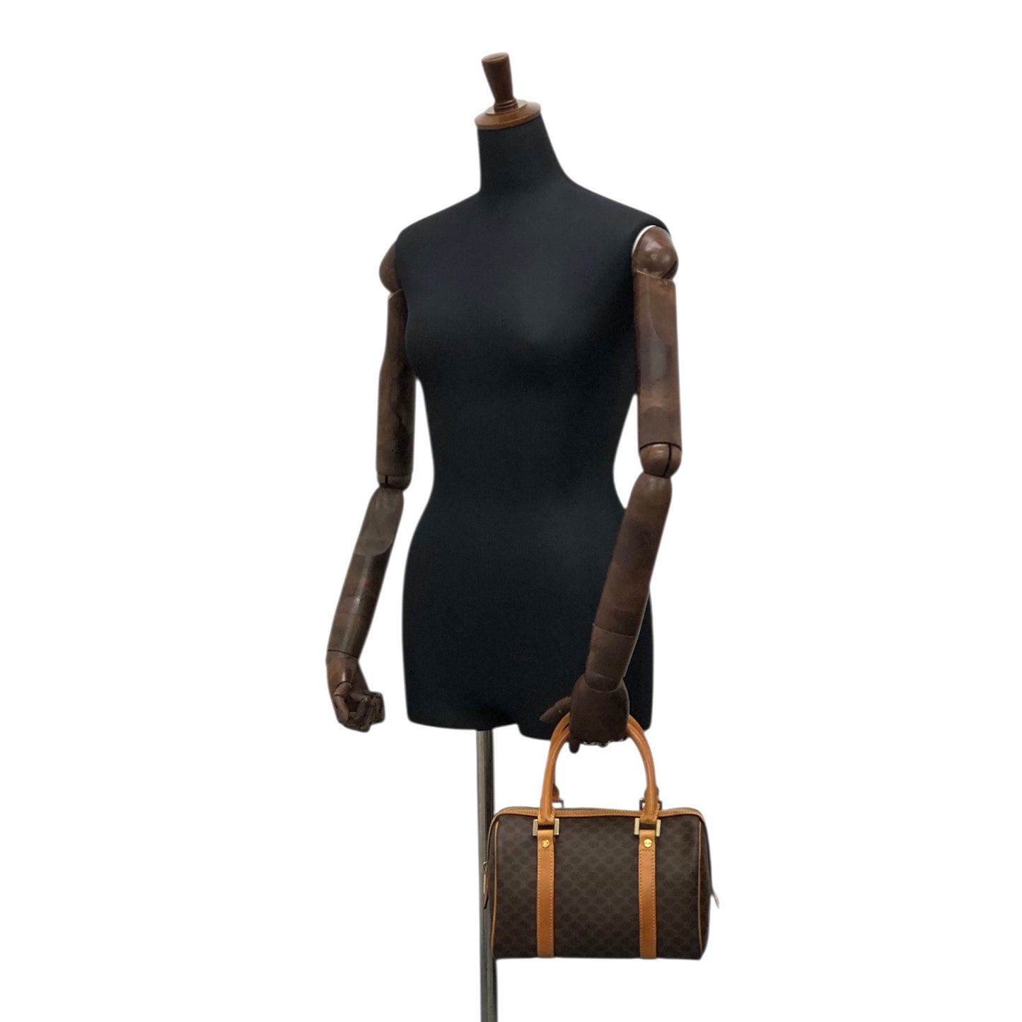 CELINE Macadam Small Boston bag Handbag Brown Vintage h2xbbg