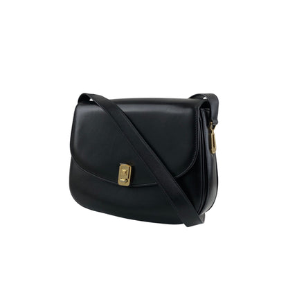 CELINE Blason Front Buckle Shoulder bag Black Vintage ery5dr