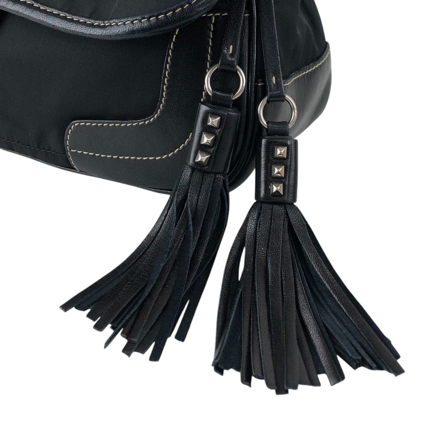 PRADA Triangle Logo Shoulder bag Black Vintage ttefme