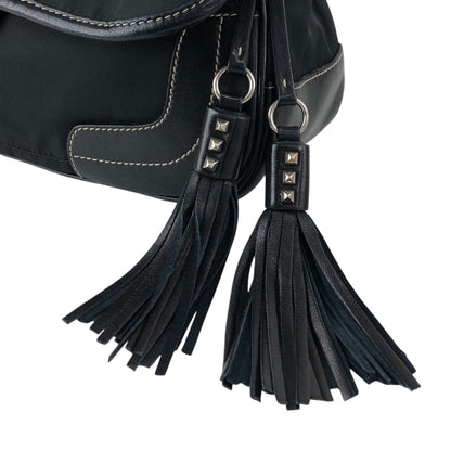 PRADA Triangle Logo Shoulder bag Black Vintage ttefme