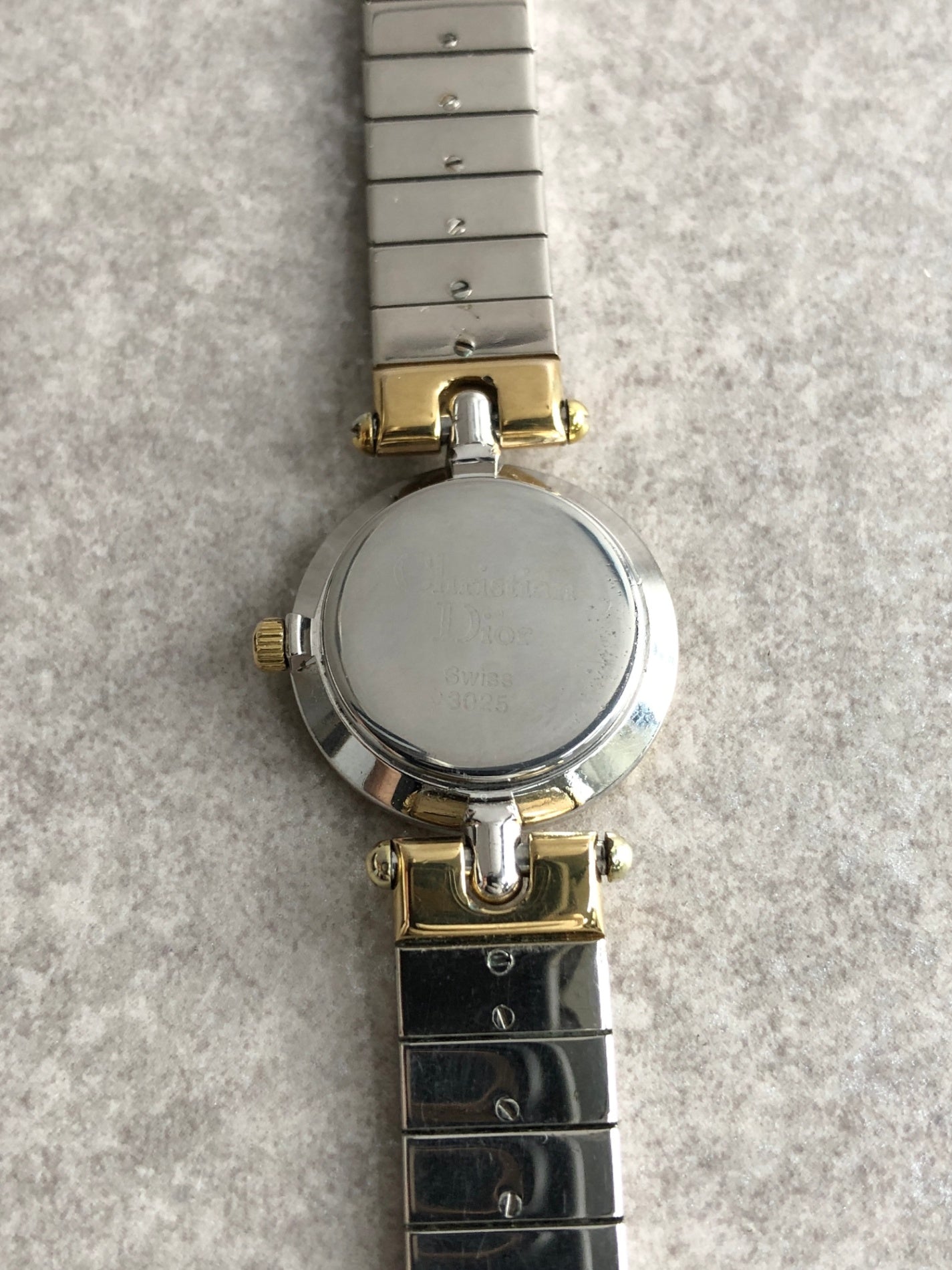 Christian Dior Logo Quartz Watch Silver×Gold 3025 Vintage ngmhnw