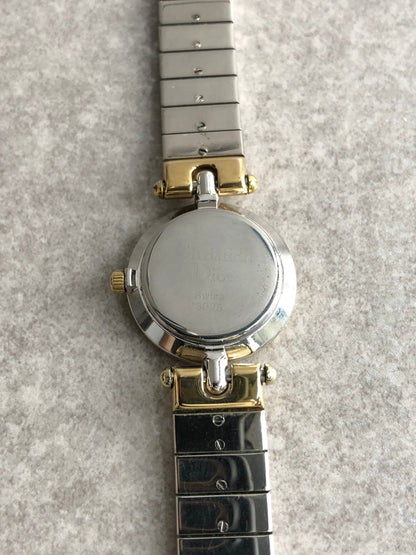 Christian Dior Logo Quartz Watch Silver×Gold 3025 Vintage ngmhnw