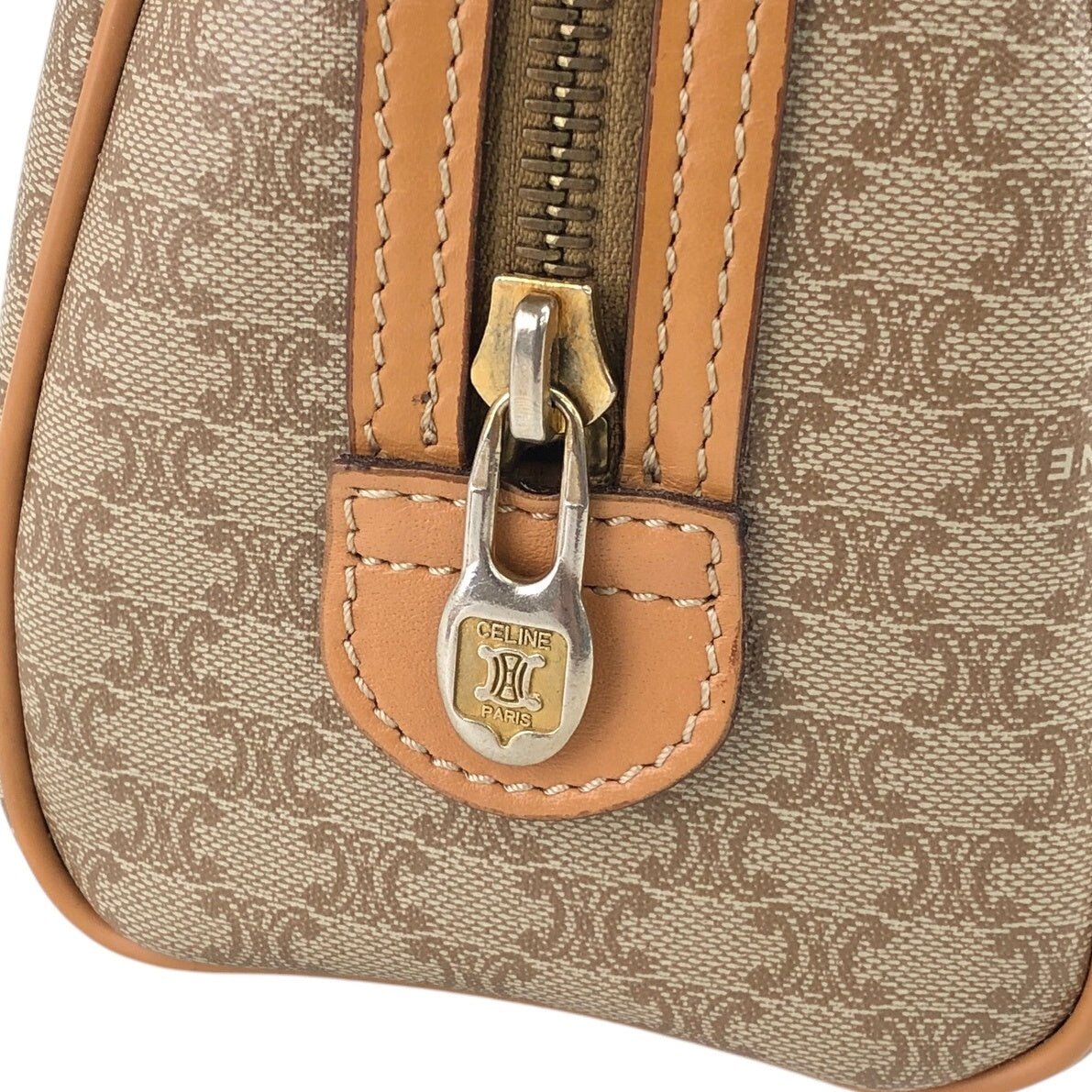 CELINE Macadam Two-way Handbag Shoulder bag Beige Vintage f3hr3k
