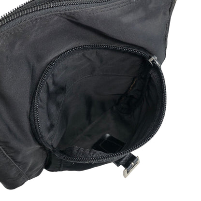 PRADA Triangle Logo Front Buckle Shoulder bag Black Vintage sx8cnr