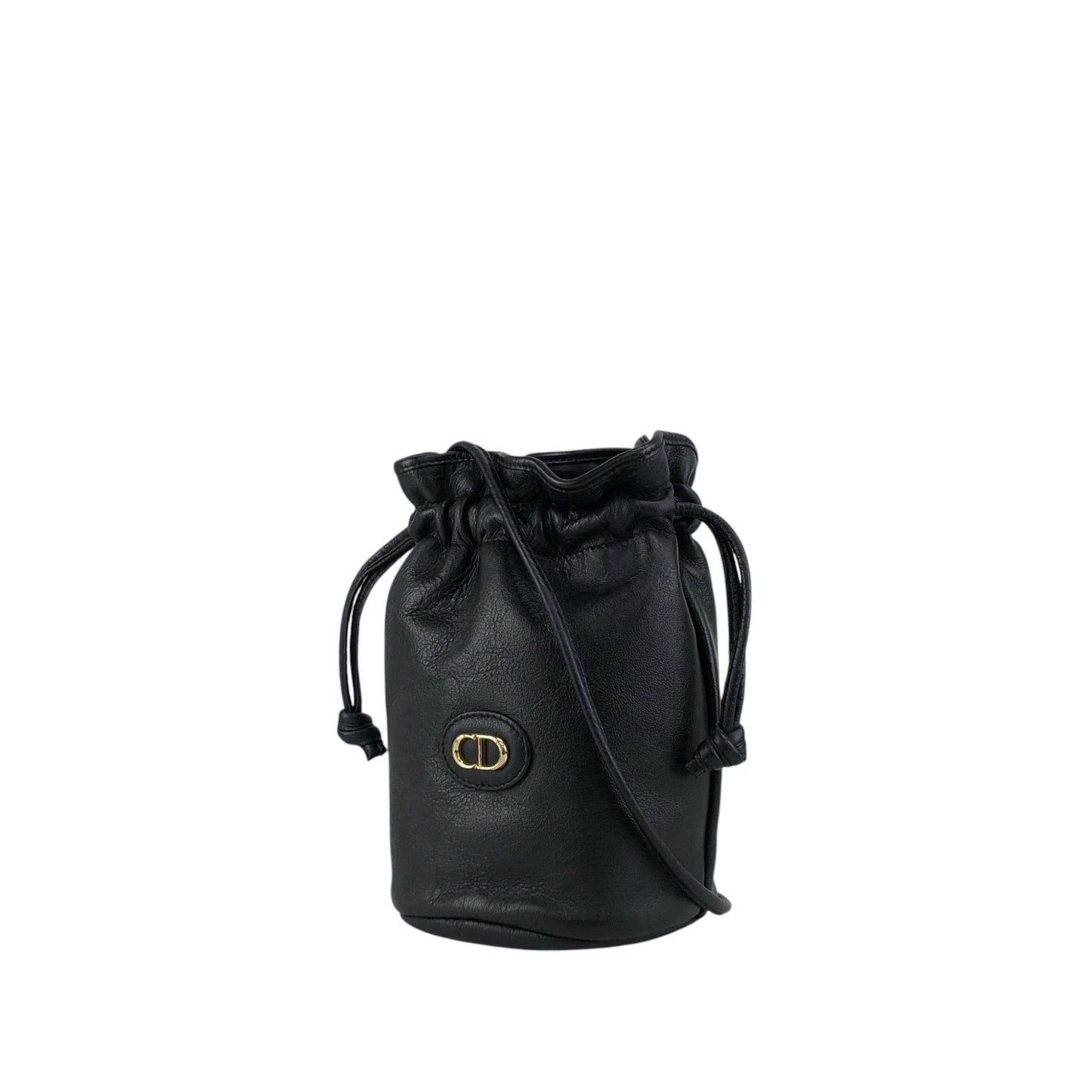 Christian Dior CD Logo Drawstring Shoulder bag Black Vintage h6xtv8