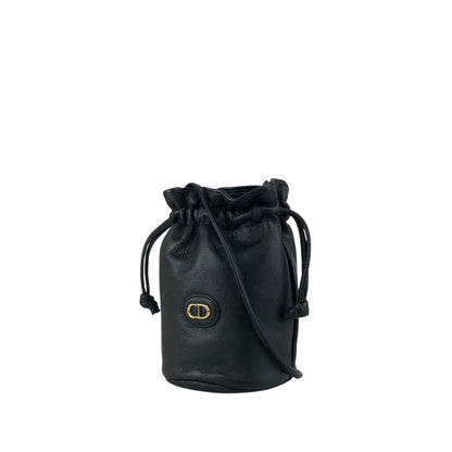 Christian Dior CD Logo Drawstring Shoulder bag Black Vintage h6xtv8