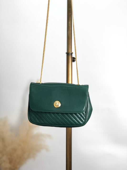 CELINE Triomphe Chain Shoulder bag Green Vintage tbw8uj
