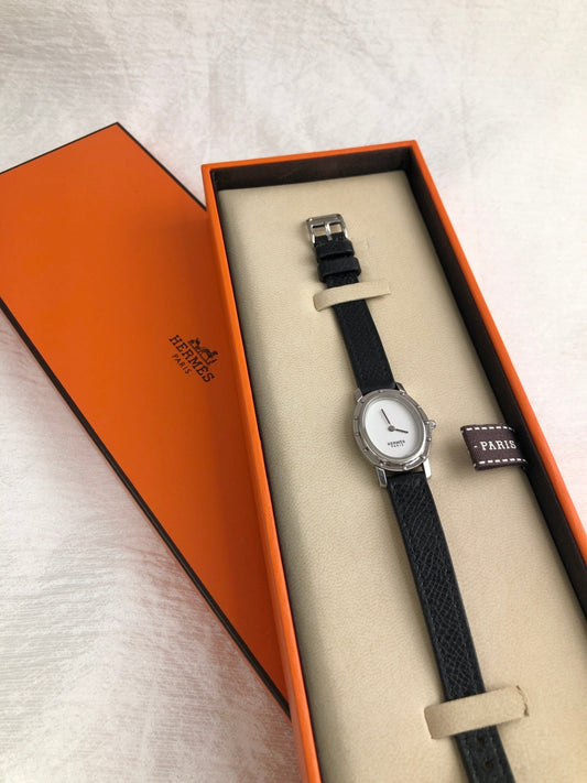 HERMES Watch Black CO1.210 Vintage tdn25n