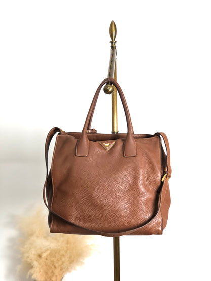PRADA Triangle Logo Two-way Handbag Shoulder bag Brown Vintage eh2tjx