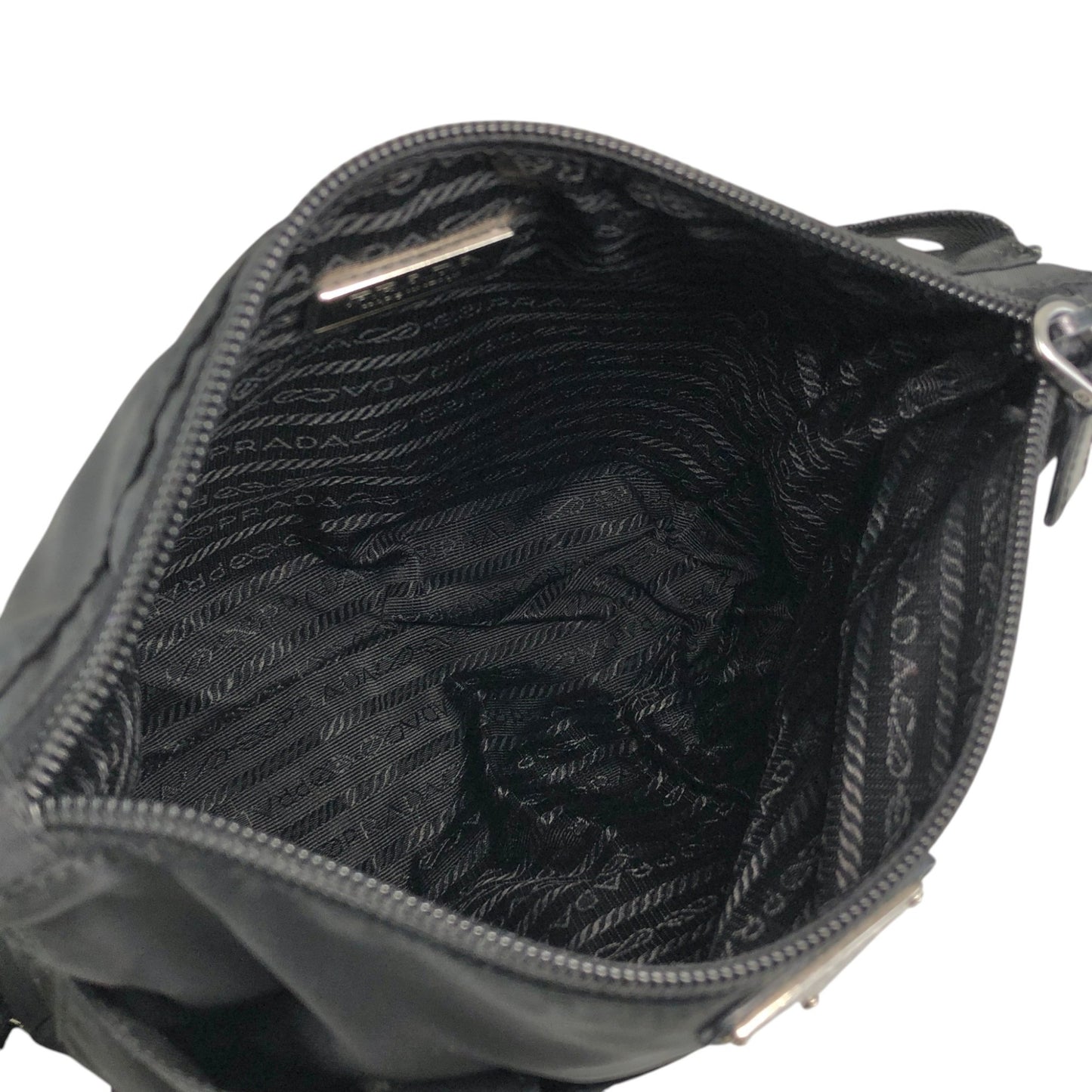 PRADA Tessuto Triangle Logo Front Buckle Front Pocket  Shoulder bag Black Vintage ikphwn