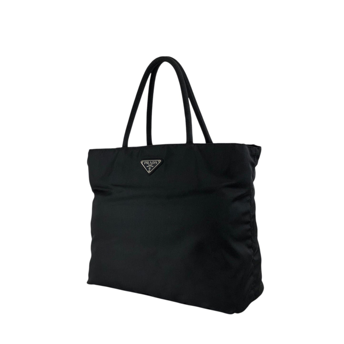 PRADA Tessuto Triangle Logo Handbag Totebag Black Vintage 4fphjj