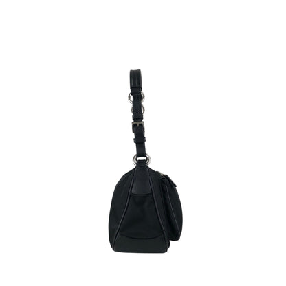 PRADA Tessuto Triangle Logo Shoulder bag Hobobag Black Vintage uxyr4i