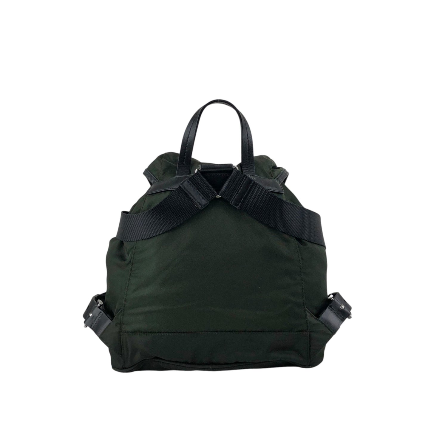 PRADA Tessuto Triangle Logo Double Pocket Backpack Black Vintage kuuttd