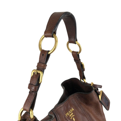PRADA Logo Shoulder bag Brown Vintage viv5ss
