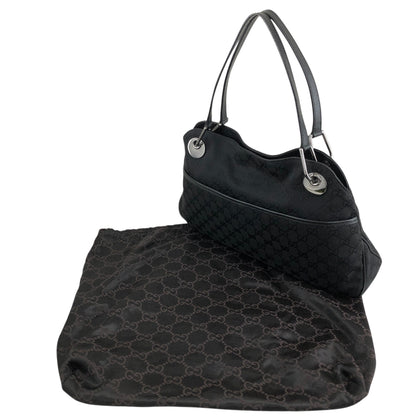 GUCCI Logo Shoulder bag Handbag Black Vintage nwnyi4