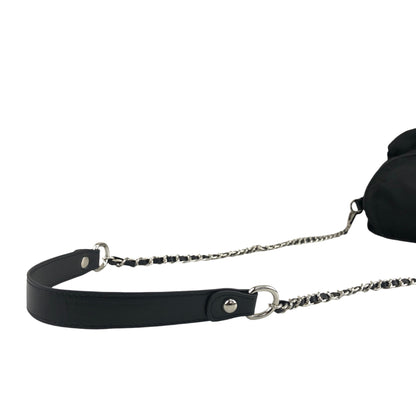 PRADA Triangle Logo Front Buckle Shoulder bag Black Vintage fkfvej