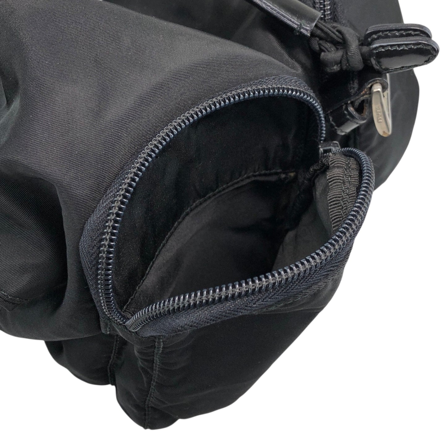 PRADA Tessuto Triangle Logo Double Pocket Backpack Black Vintage msvumv