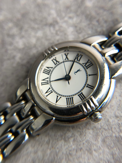 Yves Saint Laurent YSL Logo Watch Silver Vintage cibzk8
