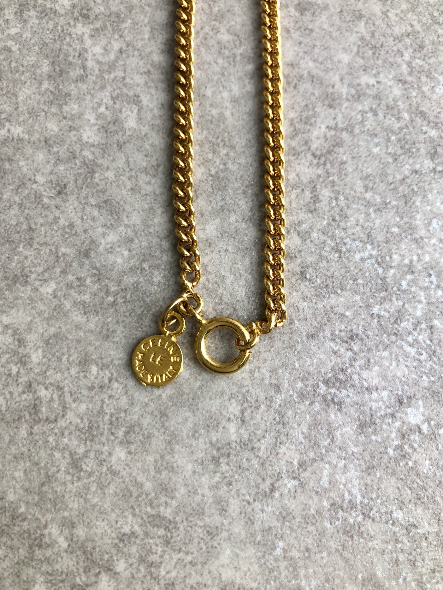 CELINE Blason Necklace Gold Vintage mf5tdd