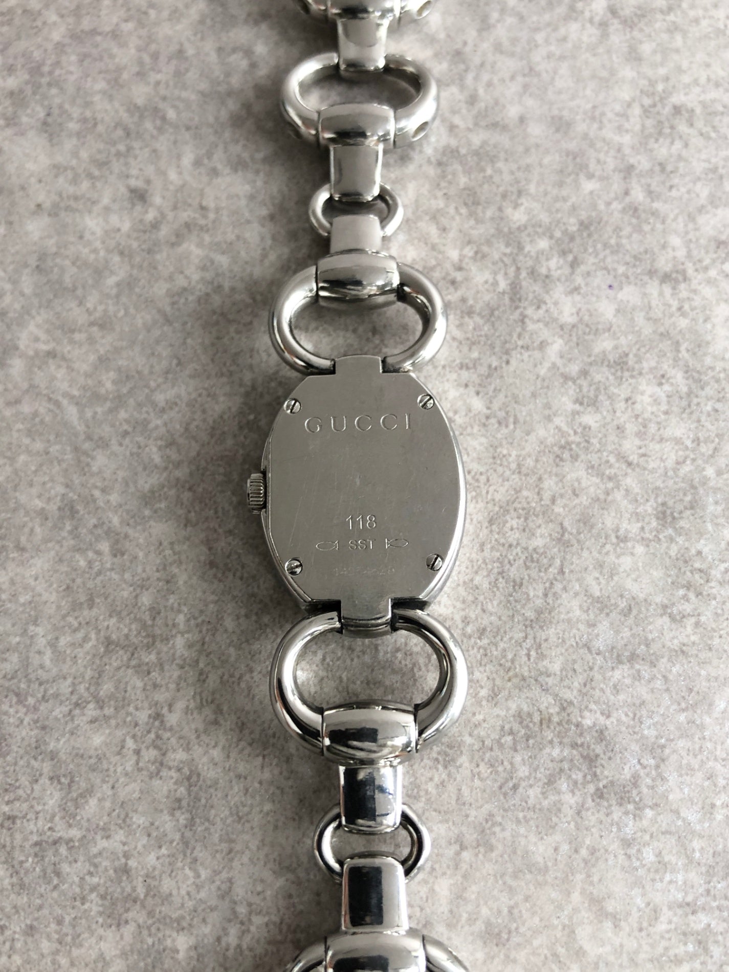 GUCCI Logo Watch Silver 118 Vintage ty8ida