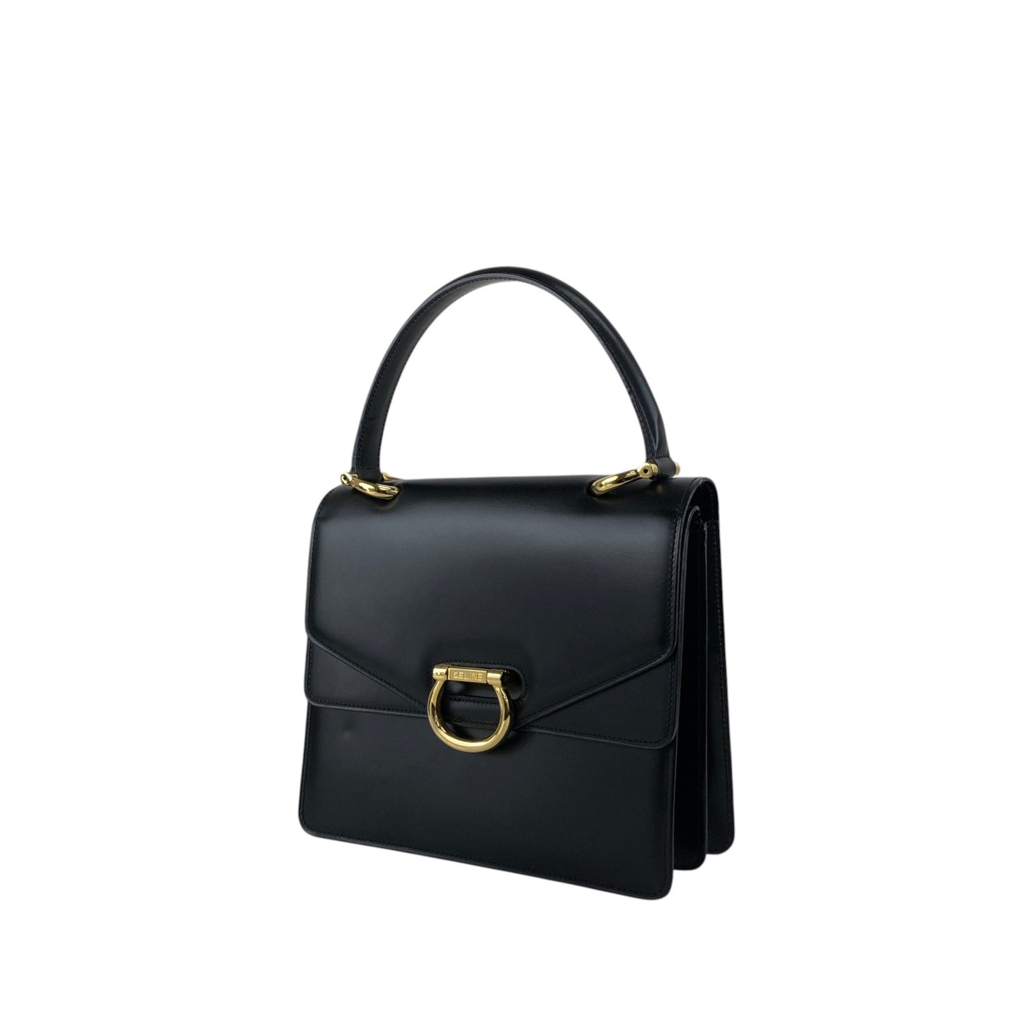 CELINE Gancini Handbag Black Vintage hkm3p8