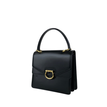 CELINE Gancini Handbag Black Vintage hkm3p8