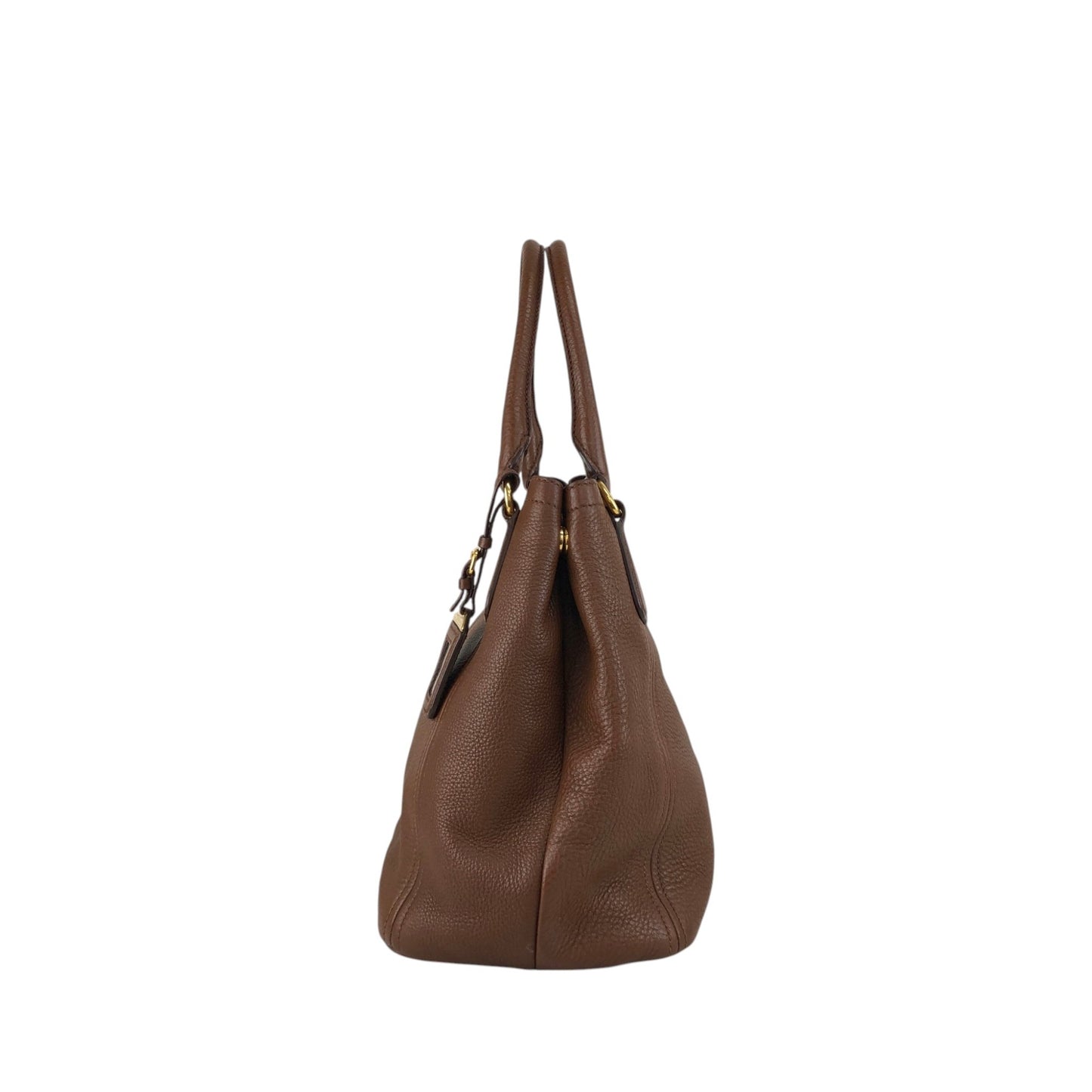PRADA Logo Two-way Handbag Shoulder bag Brown Vintage avpisn