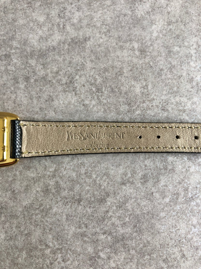 Yves Saint Laurent YSL Logo Watch Black×Gold Vintage 6utuhp