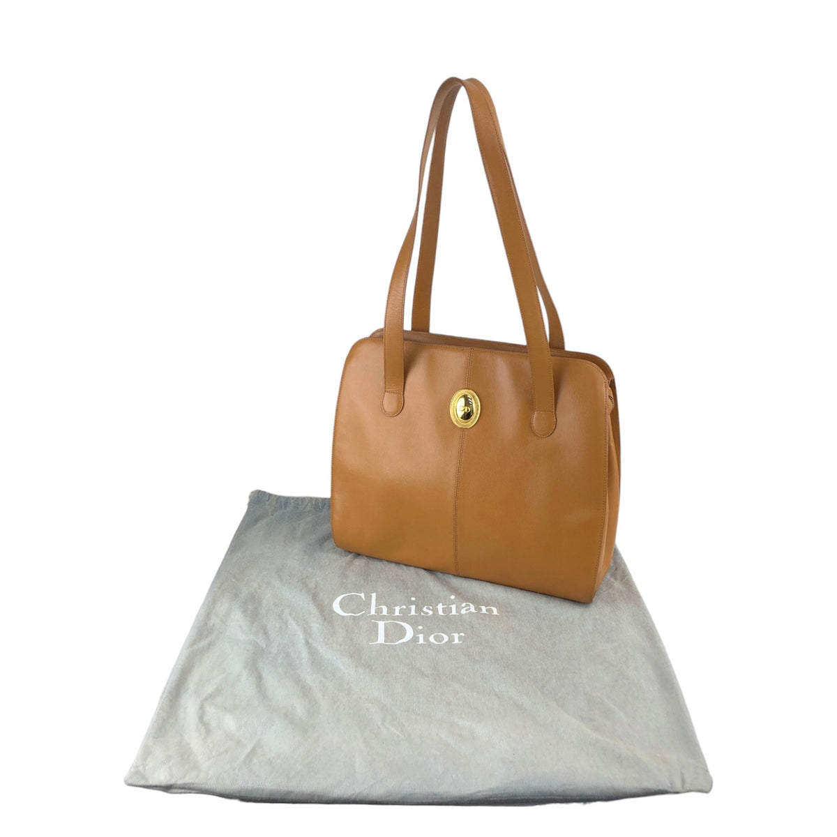 Christian Dior CD Logo Handbag Totebag Brown Vintage i5u28h