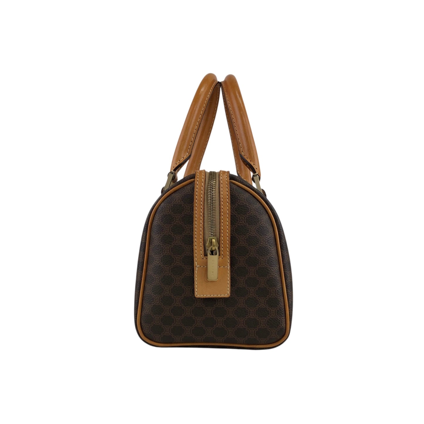 CELINE Macadam Small Boston bag Handbag Brown Vintage h2xbbg