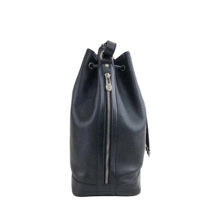 CELINE Blason Leather Drawstring Shoulder bag Black Vintage c4br2y