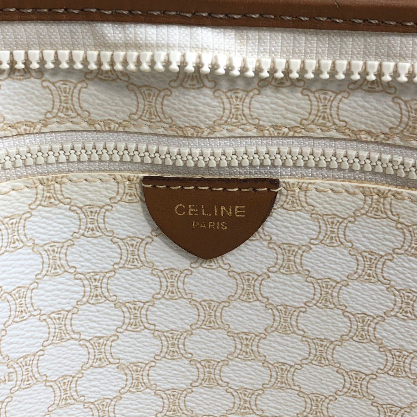 CELINE Macadam Blason Handbag Totebag White Vintage vpjb2y