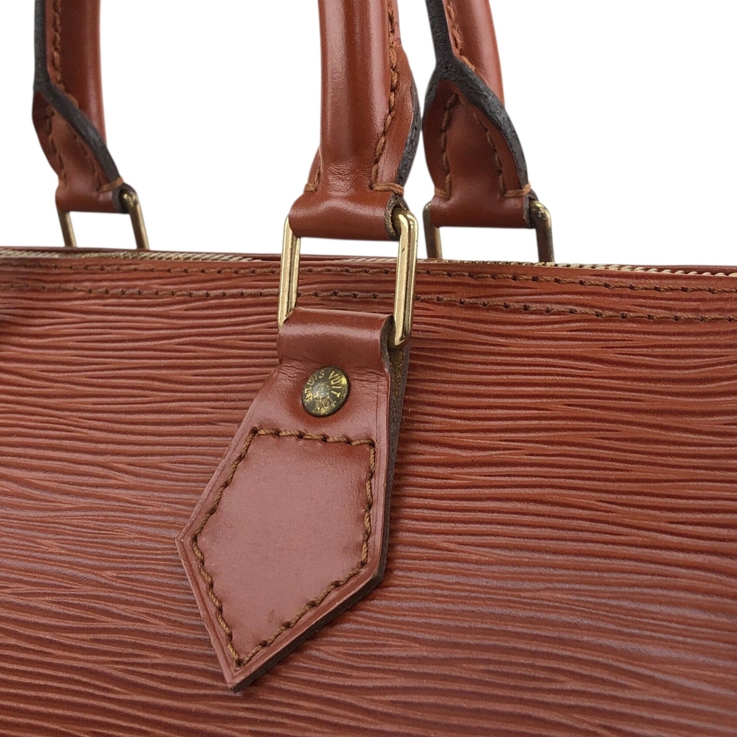 LOUIS VUITTON Epi Small Boston bag Handbag Brown Vintage 4i3rer