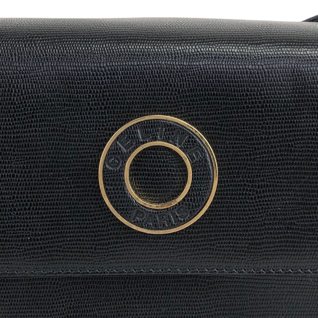 CELINE Circle Logo Shoulder bag Black Vintage 8kah5r