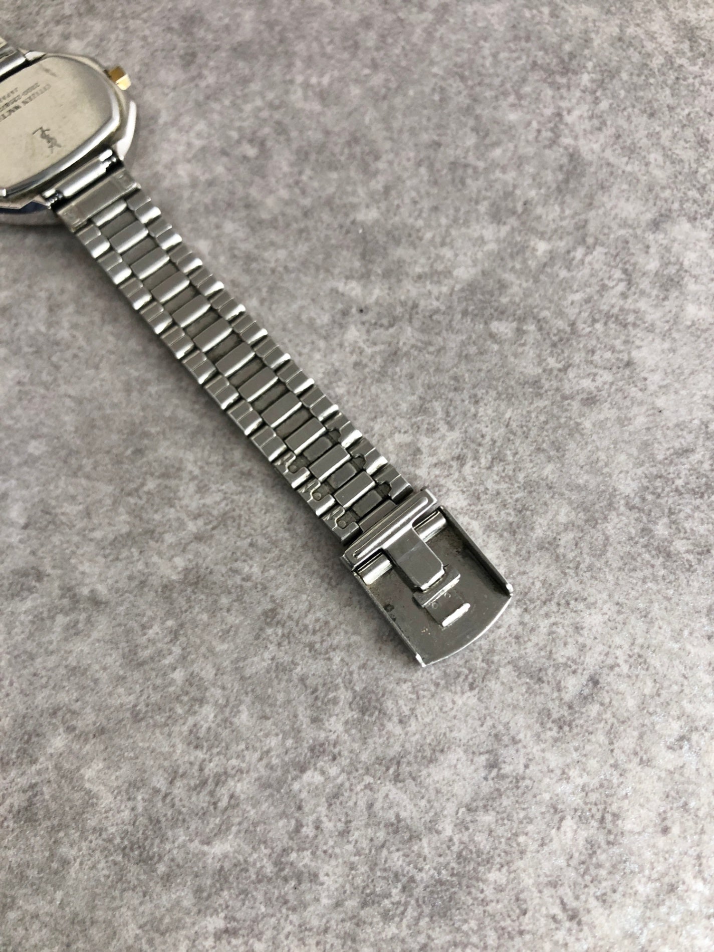 Yves Saint Laurent YSL Logo Watch Silver Vintage ha4wmc