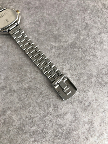 Yves Saint Laurent YSL Logo Watch Silver Vintage ha4wmc
