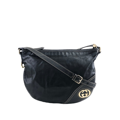 GUCCI Interlocking Shoulder bag Black Vintage udrasg