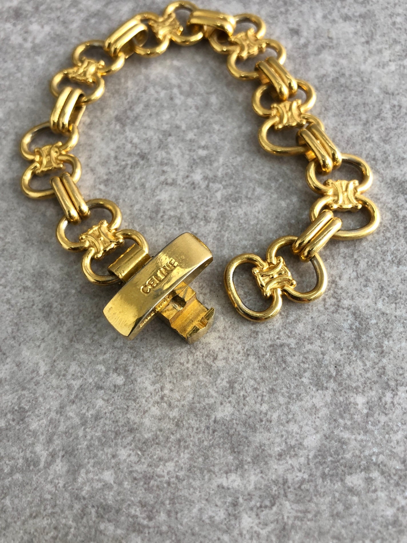 CELINE Triomphe Bracelet Gold Vintage jcvddc