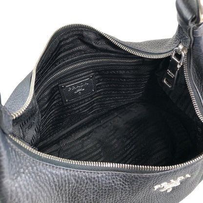 PRADA Logo Shoulder bag Hobobag Black Vintage 53rvk2