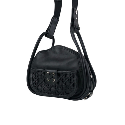 Christian Dior Cannage Round Shoulder bag Black Vintage kb2urx