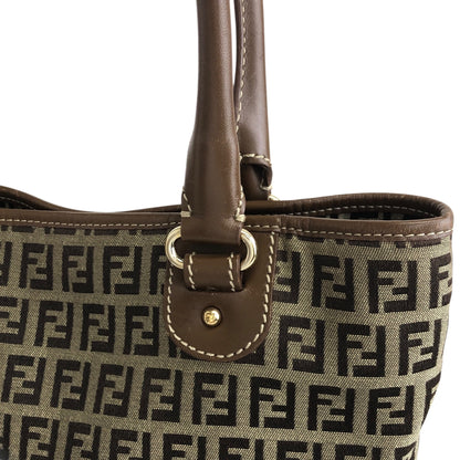 FENDI Zucchino Charm Handbag Brown Vintage 5ackrv