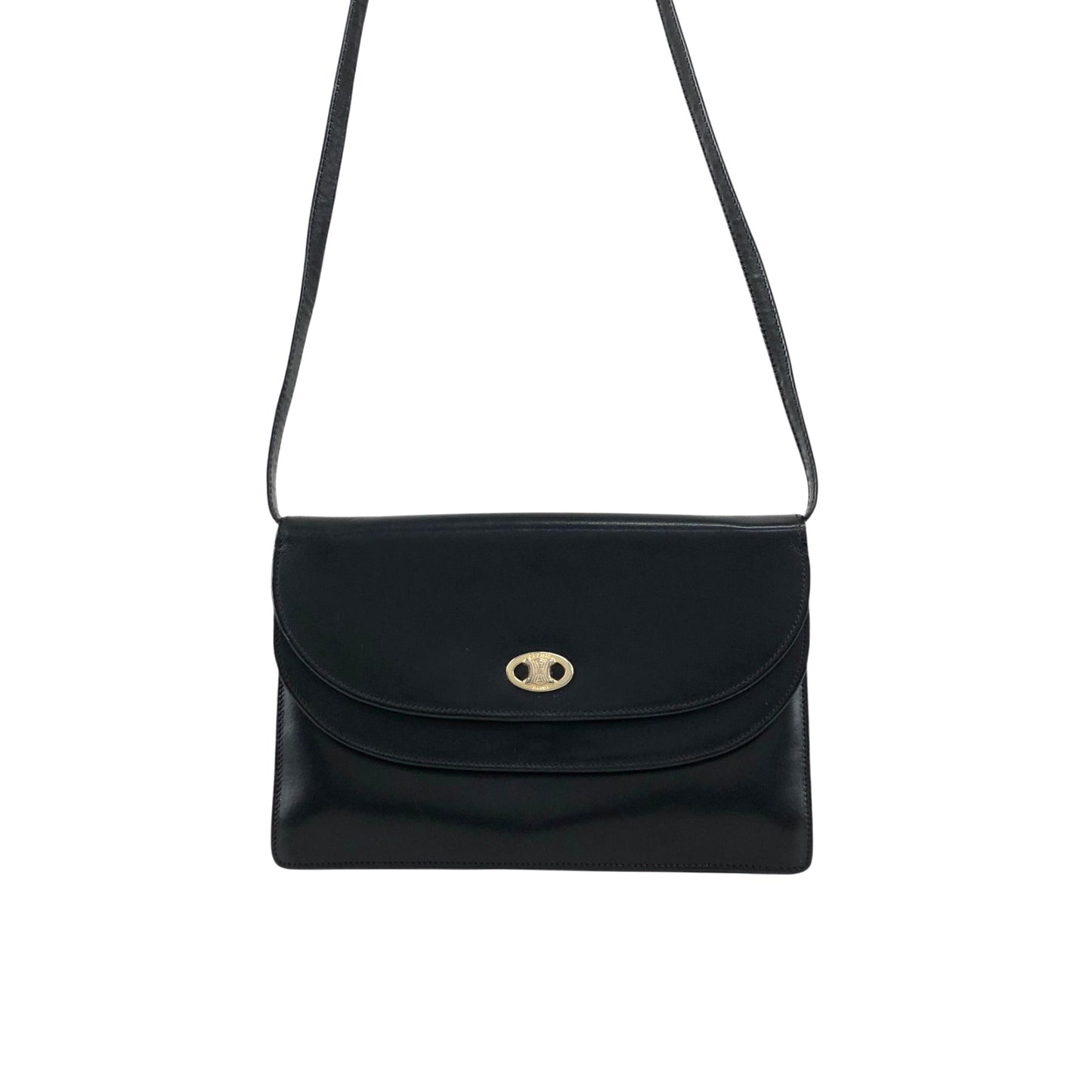 CELINE Blason Shoulder bag Black Vintage 3awaev