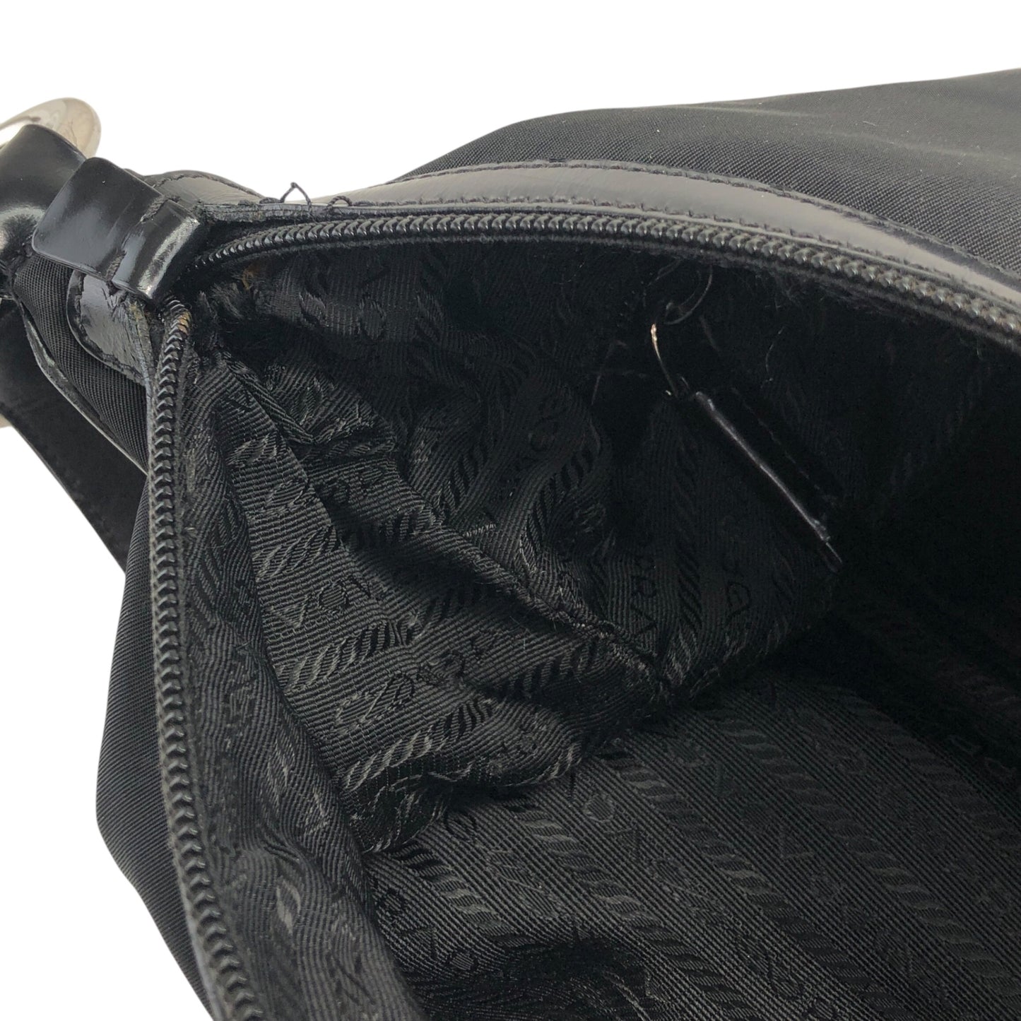 PRADA Logo Shoulder bag Hobobag Black Vintage wr3yar